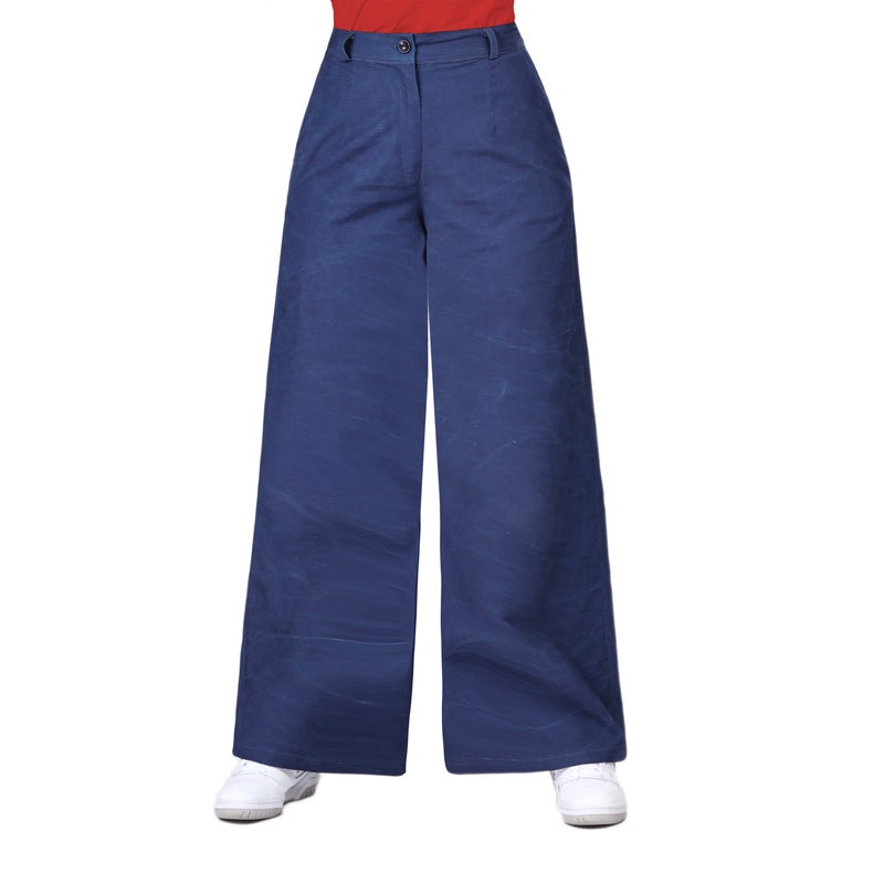 Smoky Egypt Wide Leg High Waisted Linen Pants With Elastic Back Band - Image 1