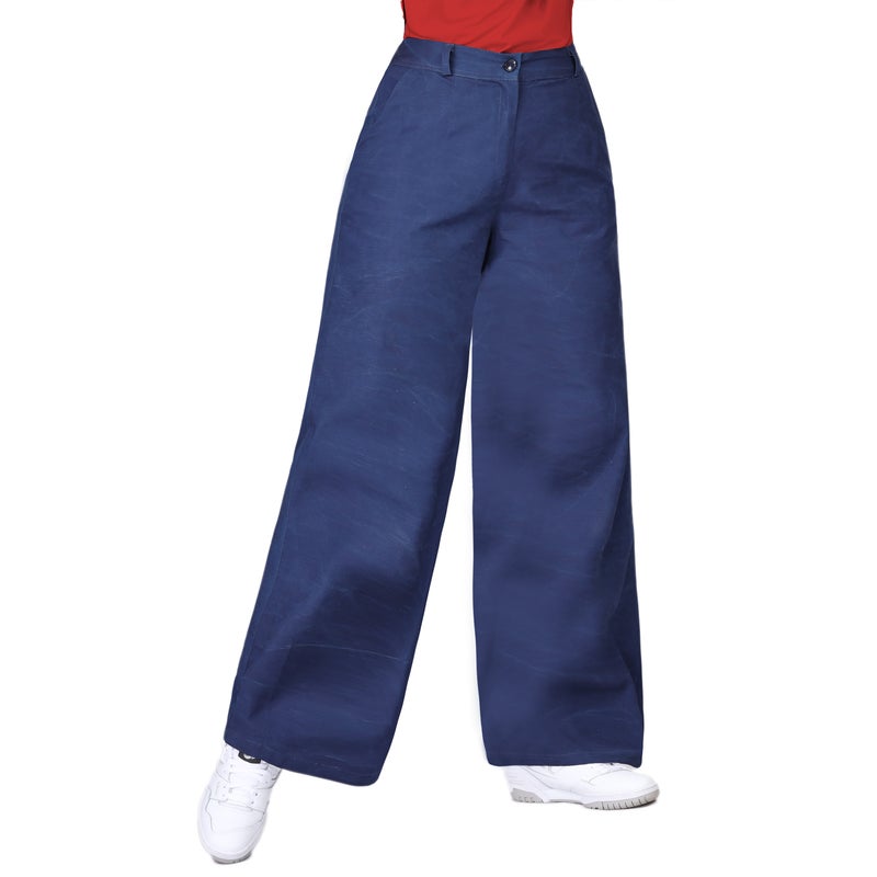 Smoky Egypt Wide Leg High Waisted Linen Pants With Elastic Back Band - Image 2
