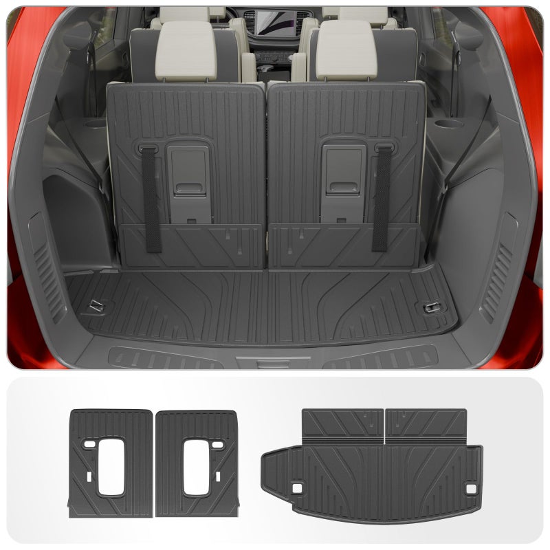 Thinzyou Cargo Mat Compatible with 20162025 2026 Dodge Durango Trunk Liner for 67 Seats Cargo Area Protection All Weather Back Seat Cover 2024 Durango Accessories 3rd Row Backrest MatsTrunk Mats