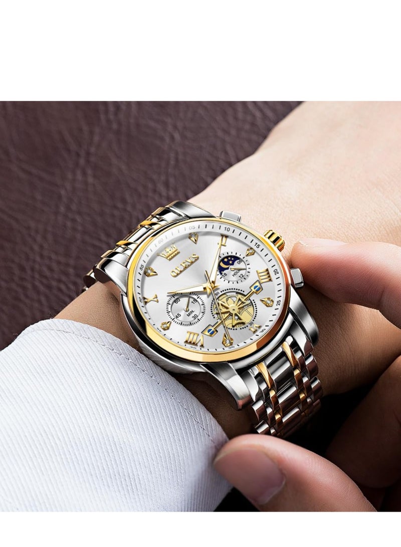 OLEVS Watches for Men Fashion Stainless Steel Quartz Chronograph Water Resistant Watch 2856 - Image 2