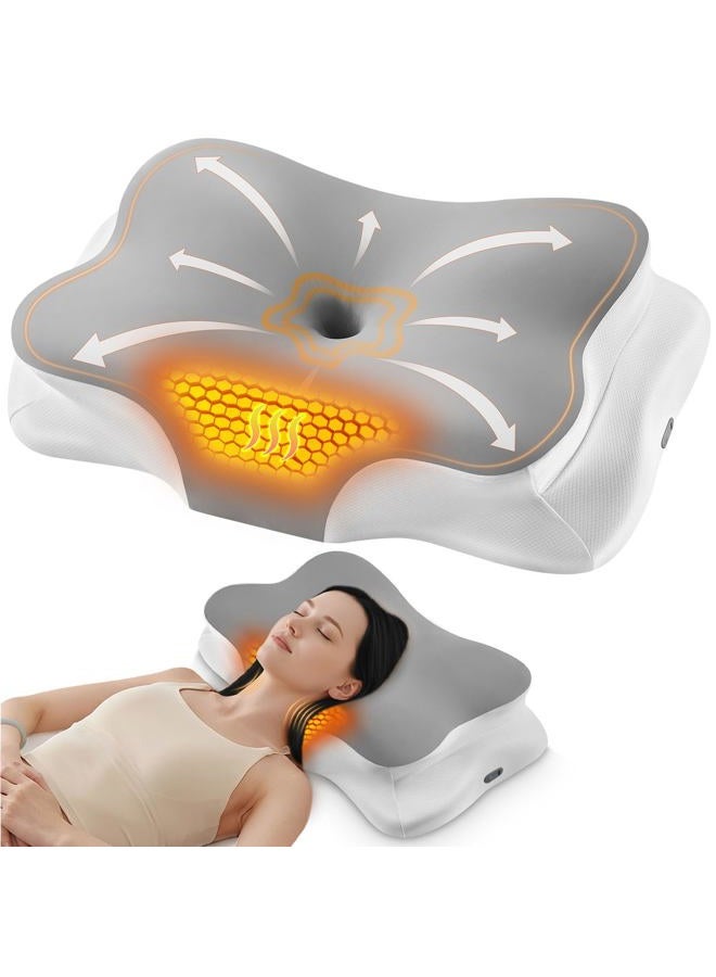 Silkena Cervical Neck Pillow with Heating for Pain Relief, Ergonomic Side Sleeper Pillow for Neck Support, Cooling Memory Foam Contour Orthopedic Bed Pillows for Side Back Stomach Sleepers - Image 1