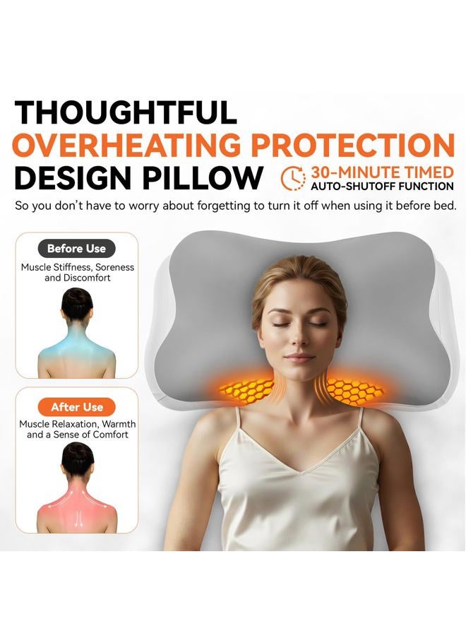 Silkena Cervical Neck Pillow with Heating for Pain Relief, Ergonomic Side Sleeper Pillow for Neck Support, Cooling Memory Foam Contour Orthopedic Bed Pillows for Side Back Stomach Sleepers - Image 4