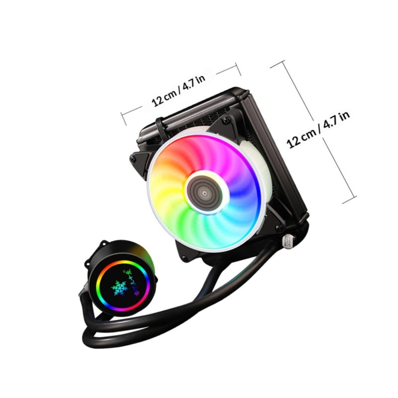 120mm RGB AIO Liquid CPU Cooler Intel Compatible Gaming Desktop Water Cooling System - Image 3