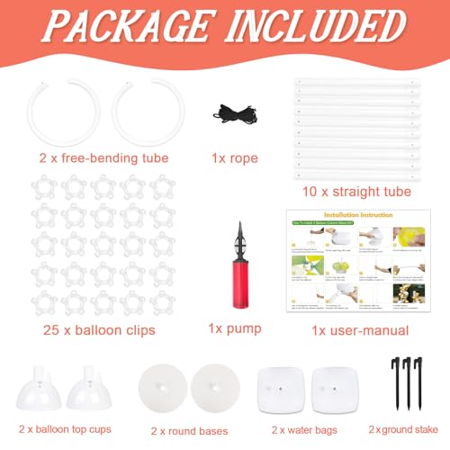 OurWarm 8.2FT & 6FT Balloon Arch Stand, Free Bending Top Balloon Arch Kit, Half Arch Balloon Stand with Base for Floor, Balloon Column Kit for Wedding Birthday Party Baby Shower Halloween Decorations - Image 3