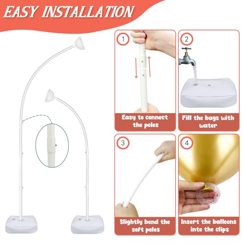 OurWarm 8.2FT & 6FT Balloon Arch Stand, Free Bending Top Balloon Arch Kit, Half Arch Balloon Stand with Base for Floor, Balloon Column Kit for Wedding Birthday Party Baby Shower Halloween Decorations - Image 4