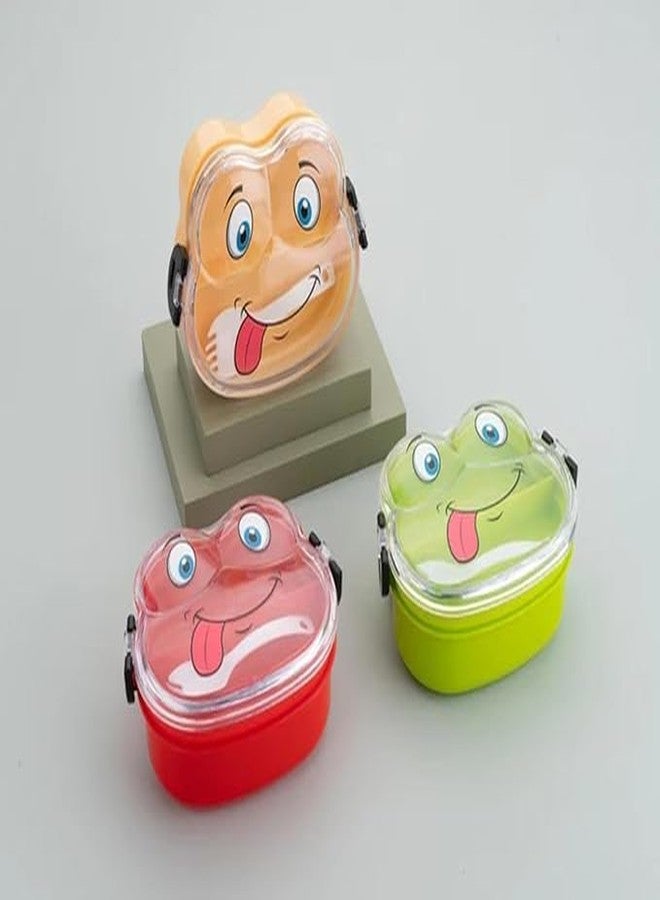 black sparrow Double Layer Froggy Shape Lunch Box with Spoon Double Layer Froggy Shape with Spoon Leakproof Lunch Box for School - Image 4