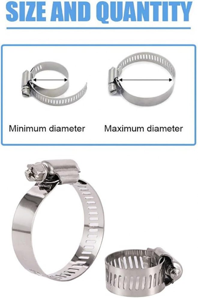Hose Clips Hose Clips Adjustable Adjustable Hose Pipe Clamps Stainless Steel Hose Clips Fuel Pipe Clamps for Pipe Worm Gear Drive Durable,46,70mm(213-235mm) - Image 4