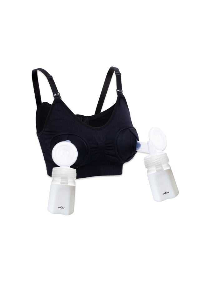 HUGS'N KISSES Hugs’n Kisses Hands-Free Pumping Bra/Nursing Bra Latte – Compatible with all electric breast pumps, including Spectra, Medela, and more. - Image 2