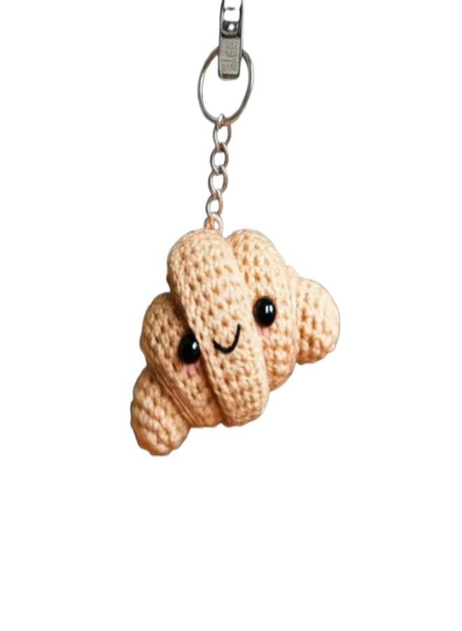 TinyHugs Crochet Keychain - Crossiant Bakery-Themed Plush Charm | Cute Mini Bread Toy for Bags, Keys & Gifts | Amigurumi French Pastry Keyring for Food Lovers - Image 2