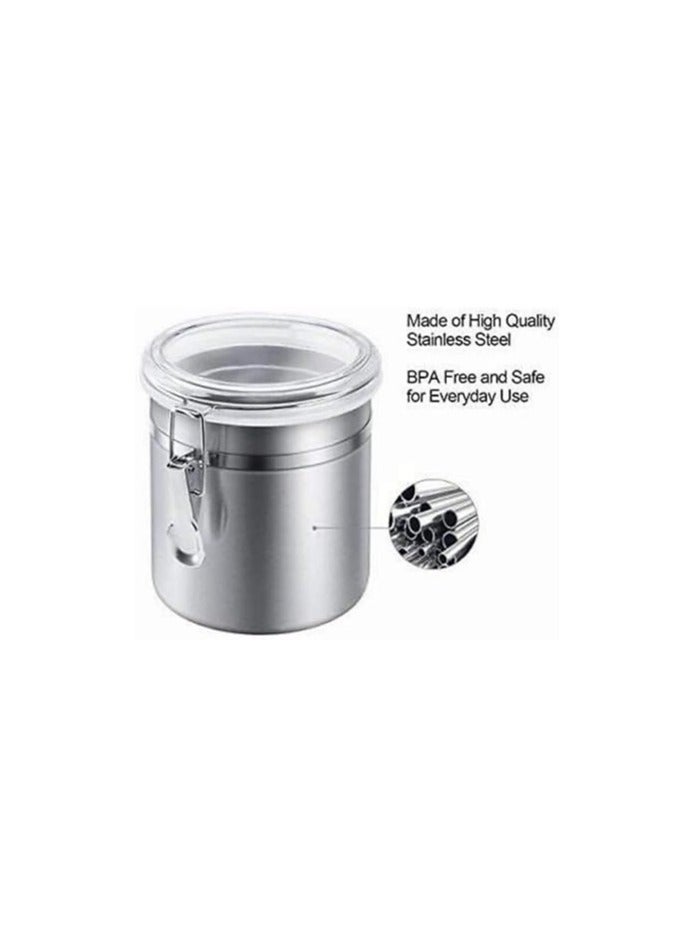 Stainless Steel Kitchen Food Storage Airtight Canister Set with Glass Lids for Cabinet Organization, for Tea, Snacks, Sugar, Milk - 4 Pieces - Image 3