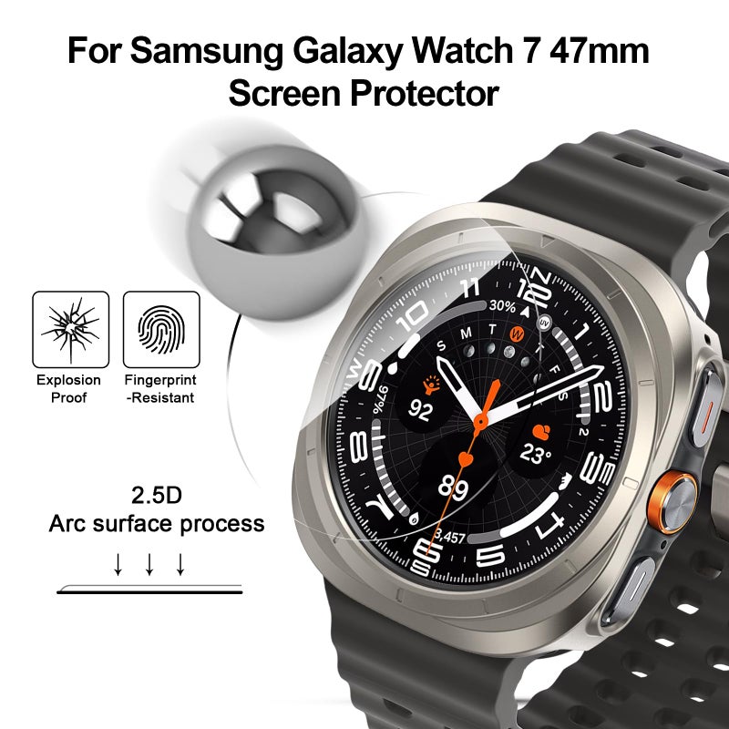 BHARVEST [5+5 Pack] Galaxy Watch 7 Ultra 47mm Screen Protector, Waterproof Case Protective Cover+Tempered Glass Screen Protector Ultra-Thin Hard PC Guard Bumper for Samsung Galaxy Watch 7 47mm Men - Image 2