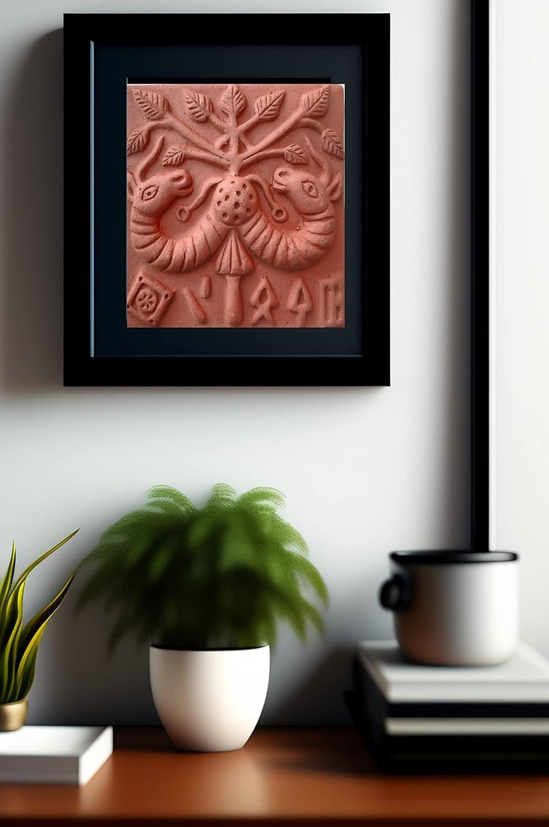 RUKDA Handcrafted Authentic Mohenjodaro Square Clay Bull Seal Replica for History Lovers Handmade Tile for Home Dcor Classic Interior Exterior Wall Decoration 12cm x 12cm x 2cm Bull - Image 3