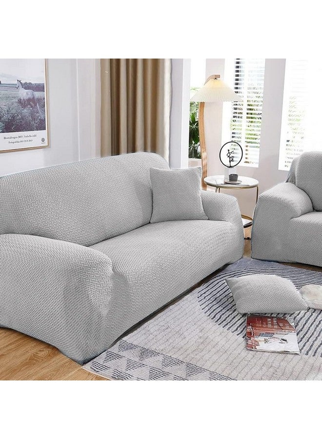 B BESTILO Sofa Cover 3 Seater and 2 Seater Fully Covered Universal 5 Seater Sofa Cover Non-Slip Sticky Elastic Stretchable Sofa Set Slipcover Protector for (Grey Emboss, Five Seater (3+1+1)) - Image 2