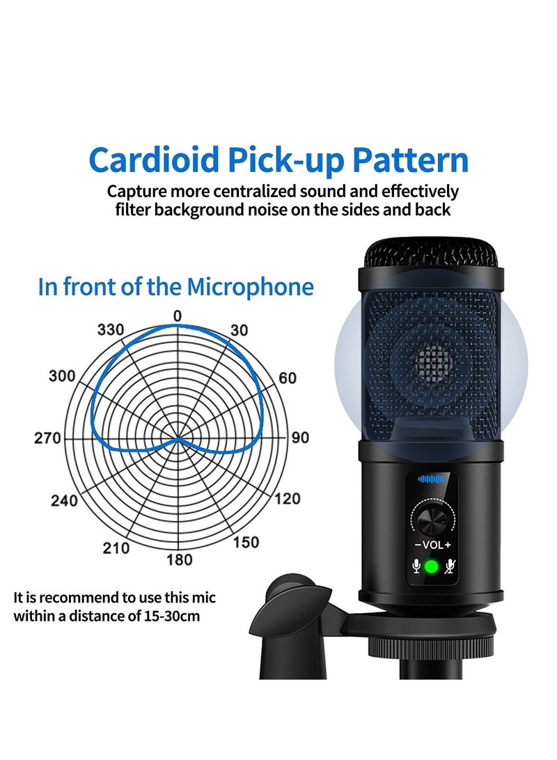 Excefore USB Microphone, With Built-In Headphone Jack & Volume Control, PC Microphone for Gaming Recording Streaming Voiceover - Image 3