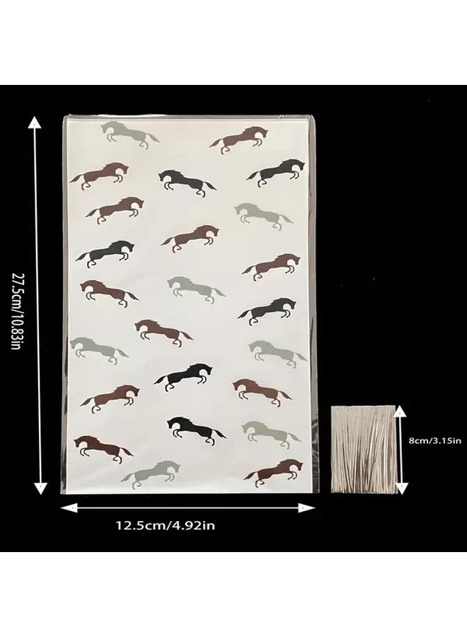 100 Pcs Horse Candy Bags With Silver Twist Ties For Party Gifts Cookies - Image 2