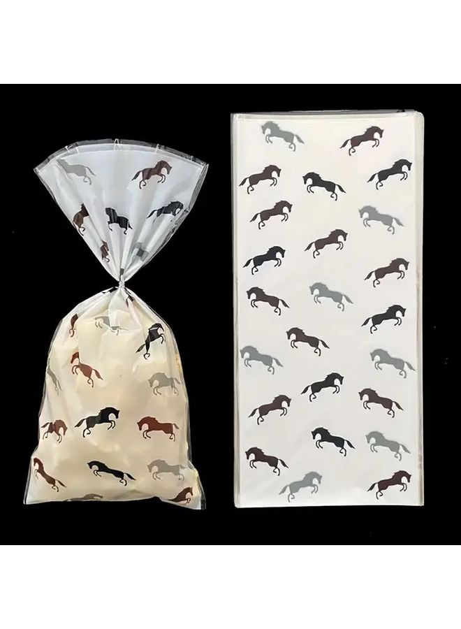 100 Pcs Horse Candy Bags With Silver Twist Ties For Party Gifts Cookies - Image 4