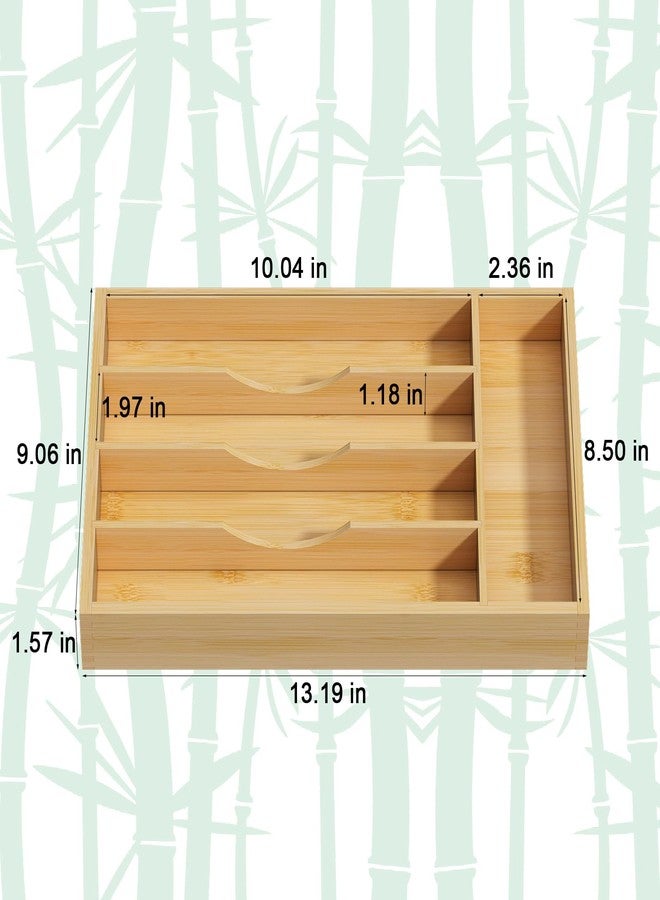 promitop Bamboo Utensil Organizer for Kitchen Drawers, Utensil Tray and Cutlery Silverware Holder,Wood Drawer Dividers with 5 Slots - Image 3