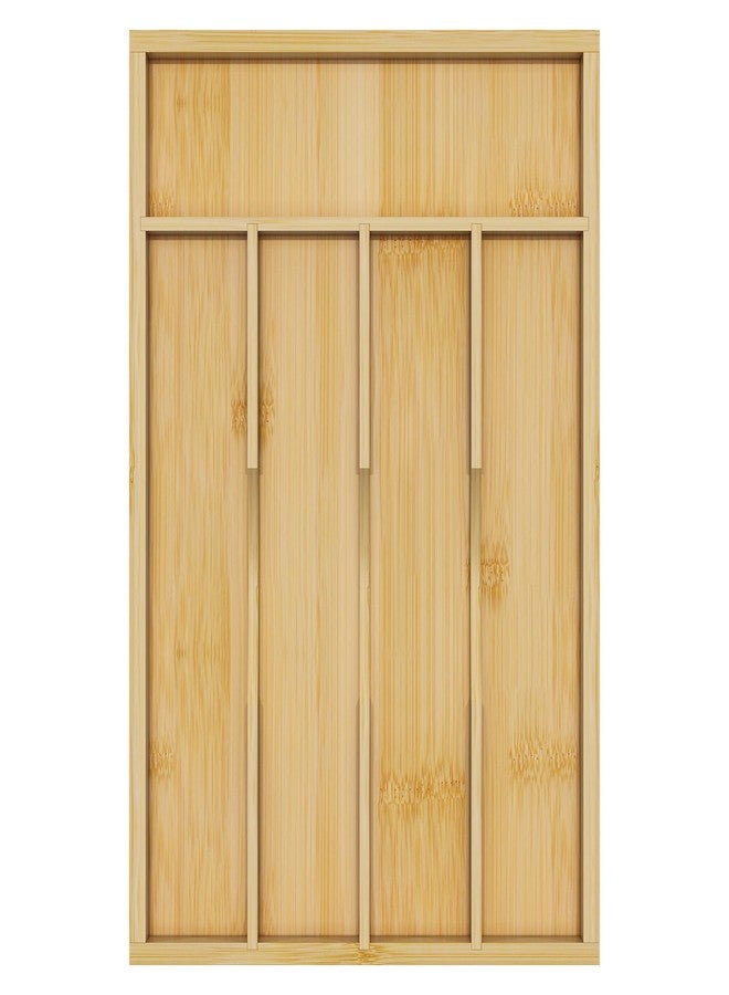 promitop Bamboo Utensil Organizer for Kitchen Drawers, Utensil Tray and Cutlery Silverware Holder,Wood Drawer Dividers with 5 Slots - Image 1