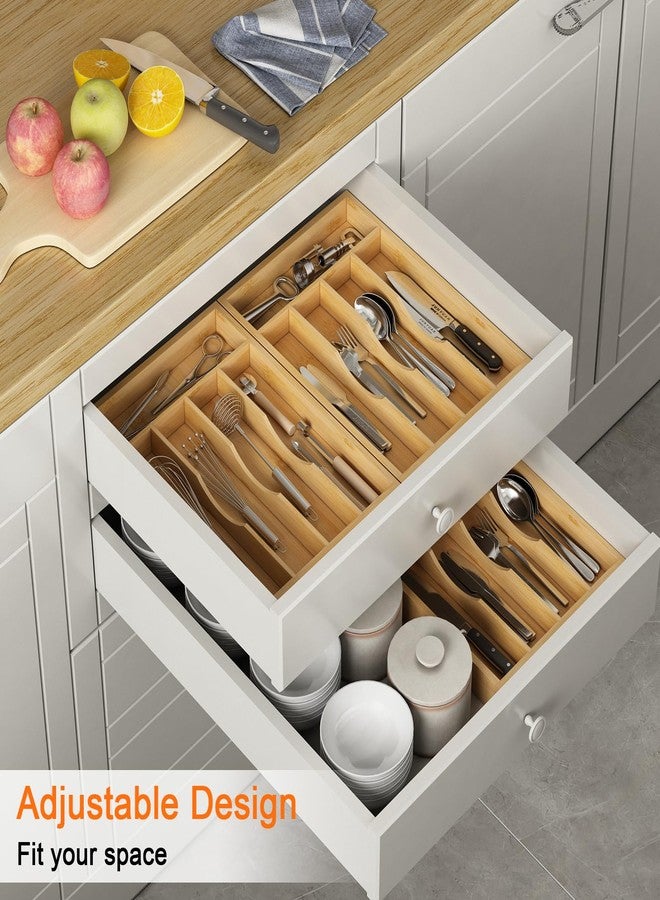promitop Bamboo Utensil Organizer for Kitchen Drawers, Utensil Tray and Cutlery Silverware Holder,Wood Drawer Dividers with 5 Slots - Image 4