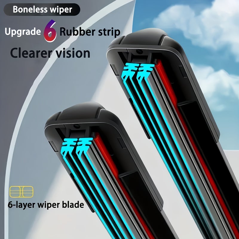 1 Pc HD Silent Durable Universal Dual Track 6 Rubber Strip U Shaped Bone Less Wiper Blade 24 Inch 60 CM - Image 1
