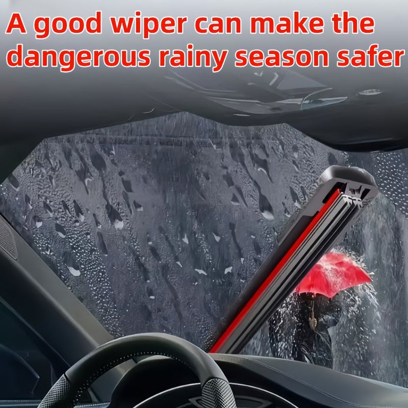 1 Pc HD Silent Durable Universal Dual Track 6 Rubber Strip U Shaped Bone Less Wiper Blade 24 Inch 60 CM - Image 5