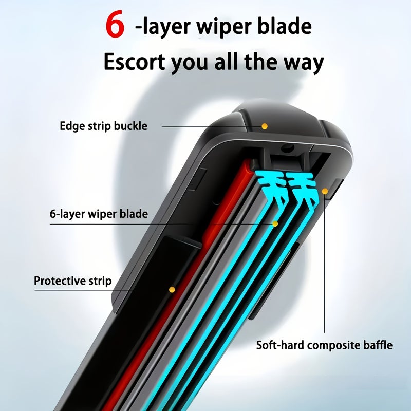 1 Pc HD Silent Durable Universal Dual Track 6 Rubber Strip U Shaped Bone Less Wiper Blade 24 Inch 60 CM - Image 4