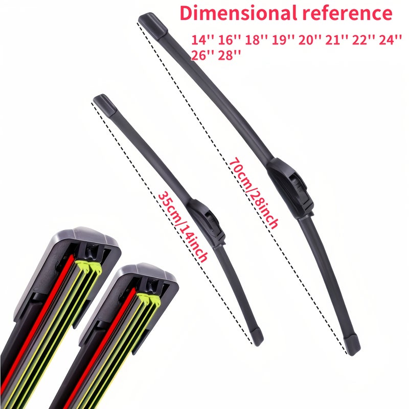 1 Pc HD Silent Durable Universal Dual Track 6 Rubber Strip U Shaped Bone Less Wiper Blade 24 Inch 60 CM - Image 2
