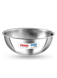 VINOD Vinod Platinum Triply Stainless Steel Tasla - 2.5 Litre (24 cm) | 2.5 mm Thick | Steel Tasra Kadai/Kadhai | 5 Year Warranty | Induction & Gas Friendly, Heavy Bottom - Silver 