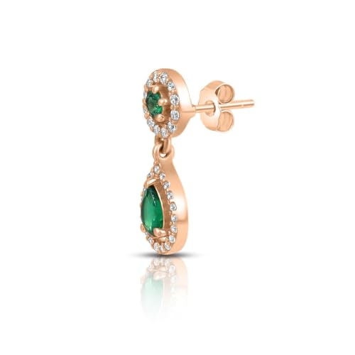 Zavya 925 Sterling Silver Green Drop Rose Gold Plated Earrings | Gifts For Women And Girls | With Certificate of Authenticity and 925 Hallmark - Image 5