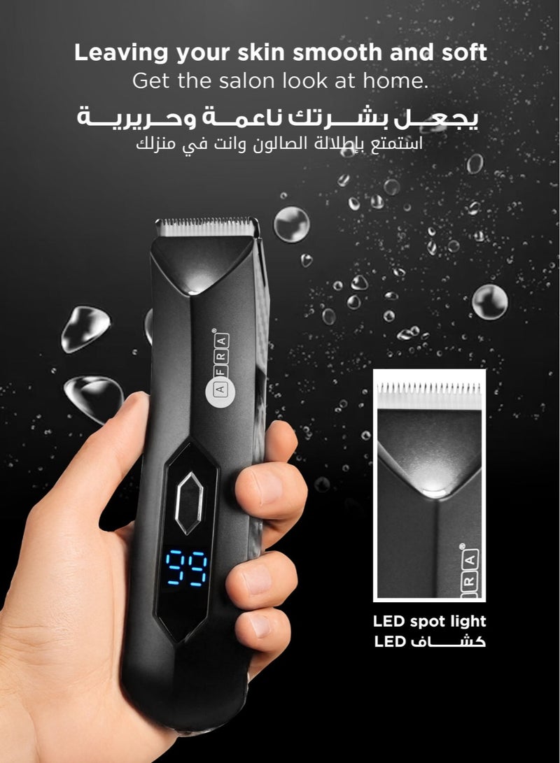 AFRA Body Trimmer for Men, Men Grooming for Groin and Body,Electric Ball Trimmer,Safe Body Shaver Groomer Rechargeable Waterproof Wet/Dry Led Display USB Charging With Cleaning Brush - Image 5