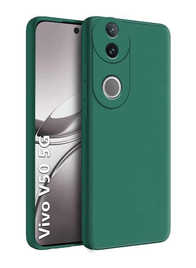 For Vivo V50 Liquid Silicon Case Soft Microfiber Lining Cushion Slim Shell Shockproof Protective Soft Gel Rubber Matte Finish Cover Camera Protection Case for Vivo V50 Green - Image 1
