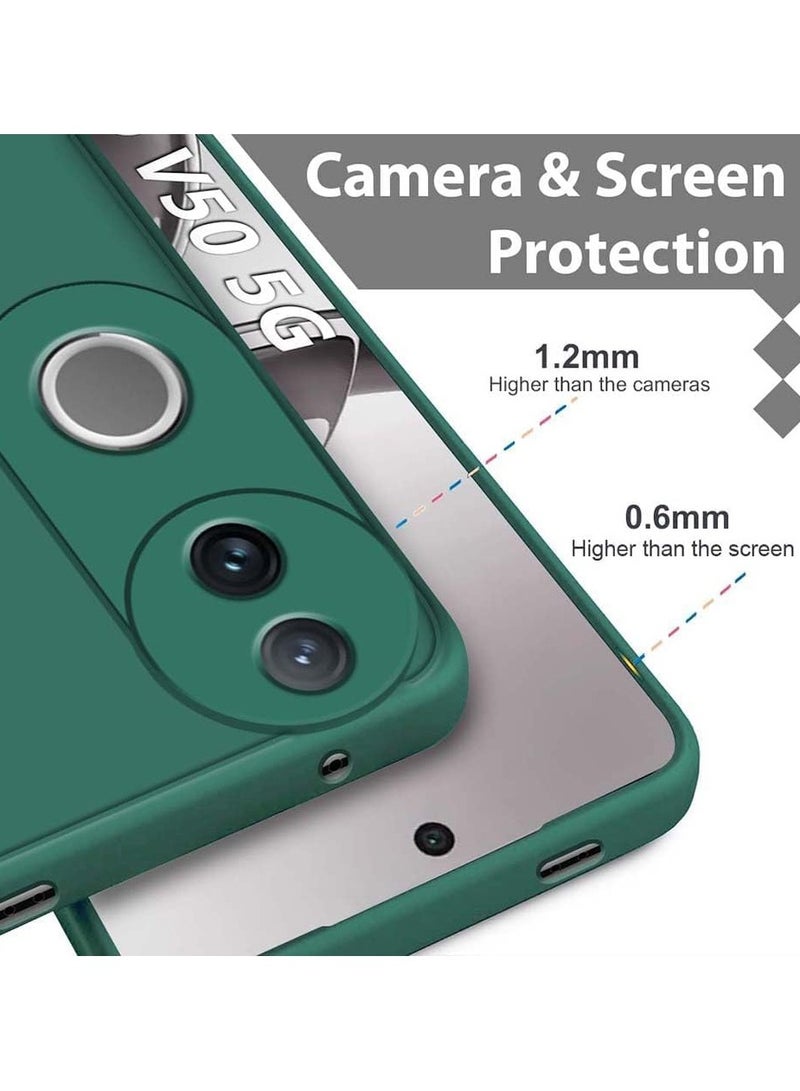 For Vivo V50 Liquid Silicon Case Soft Microfiber Lining Cushion Slim Shell Shockproof Protective Soft Gel Rubber Matte Finish Cover Camera Protection Case for Vivo V50 Green - Image 2