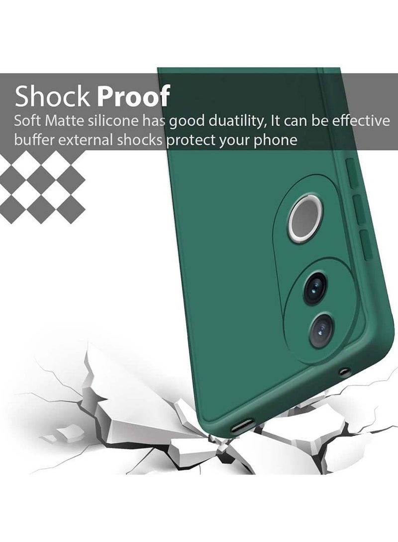 For Vivo V50 Liquid Silicon Case Soft Microfiber Lining Cushion Slim Shell Shockproof Protective Soft Gel Rubber Matte Finish Cover Camera Protection Case for Vivo V50 Green - Image 3