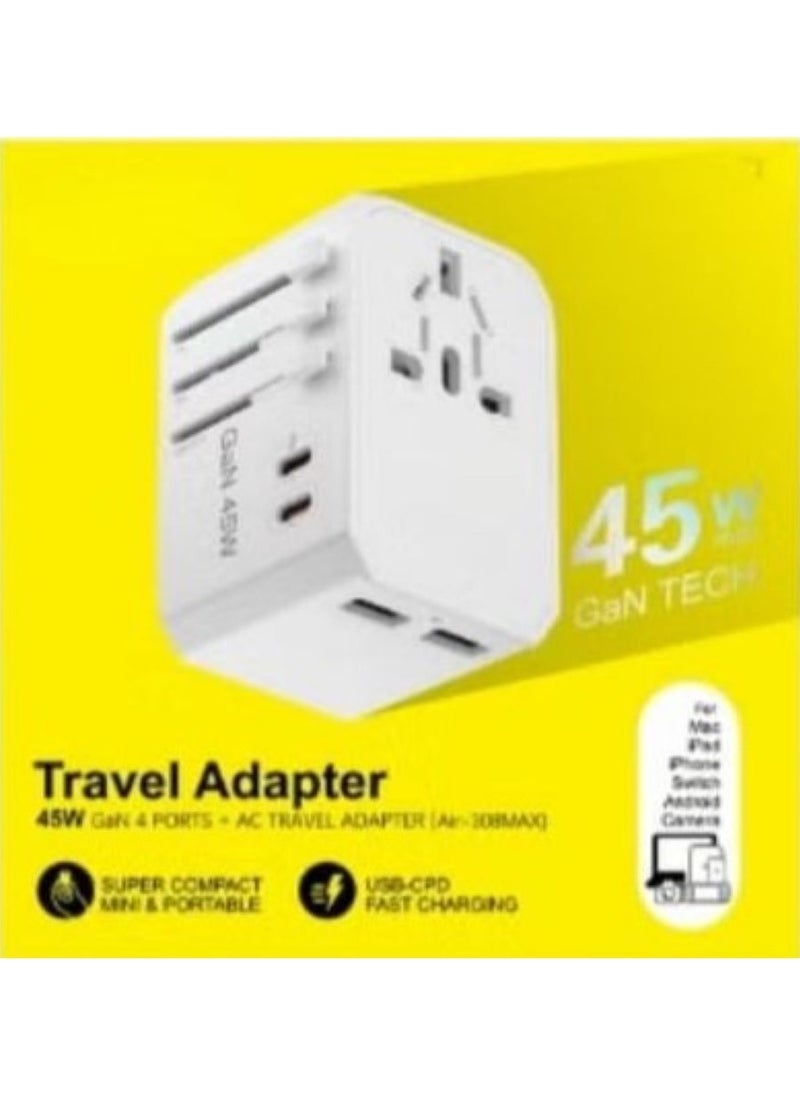 Generic 308MAX Universal Travel Plug Adapter 45W International Worldwide Multi Adapter with USB + Type-C PD  - Image 2
