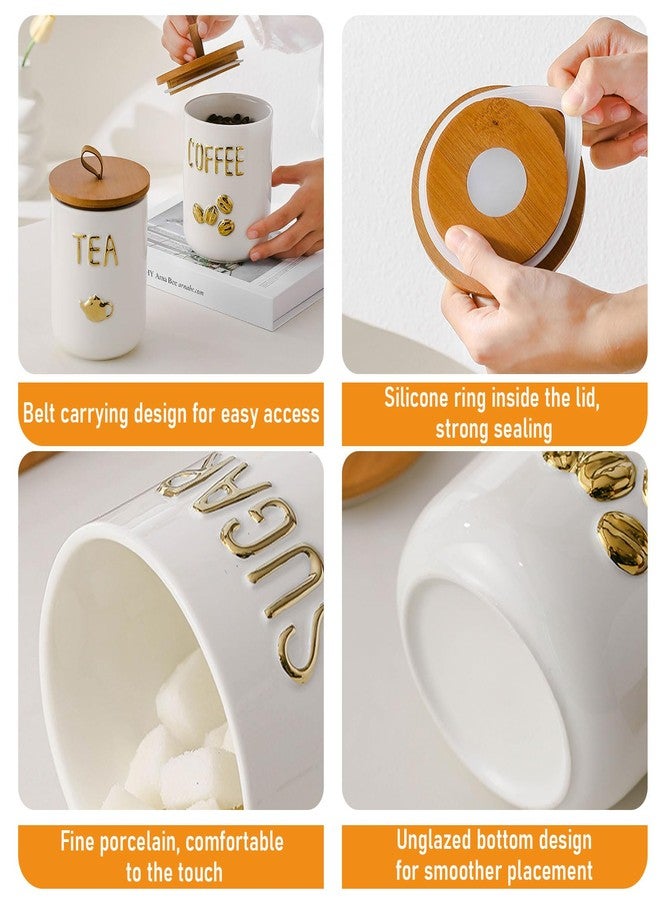 jessie 27oz Ceramics Coffee Canisters with Airtight Seal Bamboo Lid Silicone,Coffee Bean Storage for Kitchen Countertop,Food Storage Jars for Coffee Bean Ground Coffee Sugar and Tea(White) - Image 5