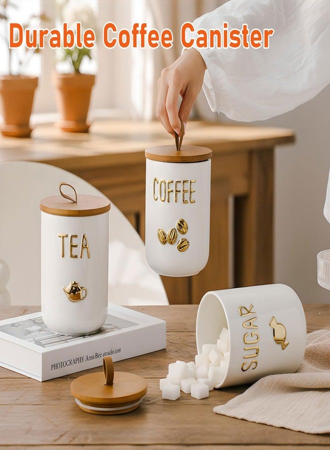 jessie 27oz Ceramics Coffee Canisters with Airtight Seal Bamboo Lid Silicone,Coffee Bean Storage for Kitchen Countertop,Food Storage Jars for Coffee Bean Ground Coffee Sugar and Tea(White) - Image 4