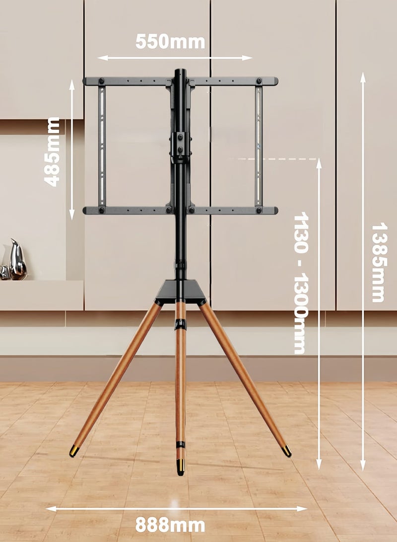 فلاشهوك حامل تلفزيون مع إمكانية الدوران والإمالة 180 درجة | يناسب شاشات مقاس 32، 35، 42، 43، 50، 55، 65 بوصة | أرجل من خشب الزان الصلب | قابل لتعديل الارتفاع | أقصى مقاس VESA 400x400 مم ويتحمل وزنًا يصل إلى 35 كجم - أسود وجوزي - Image 2