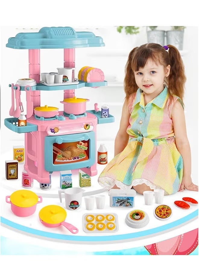 48-Piece Kids Kitchen Playset: Realistic Mini Simulation Kitchen with Toy Food & Cookware Accessories, Chef Pretend Play Set for Boys and Girls 3+ Years Old - Safe & Educational Cooking Toy for Imaginative Role Play - Image 3