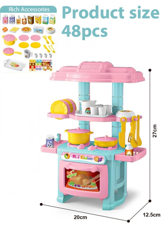 48-Piece Kids Kitchen Playset: Realistic Mini Simulation Kitchen with Toy Food & Cookware Accessories, Chef Pretend Play Set for Boys and Girls 3+ Years Old - Safe & Educational Cooking Toy for Imaginative Role Play - Image 2