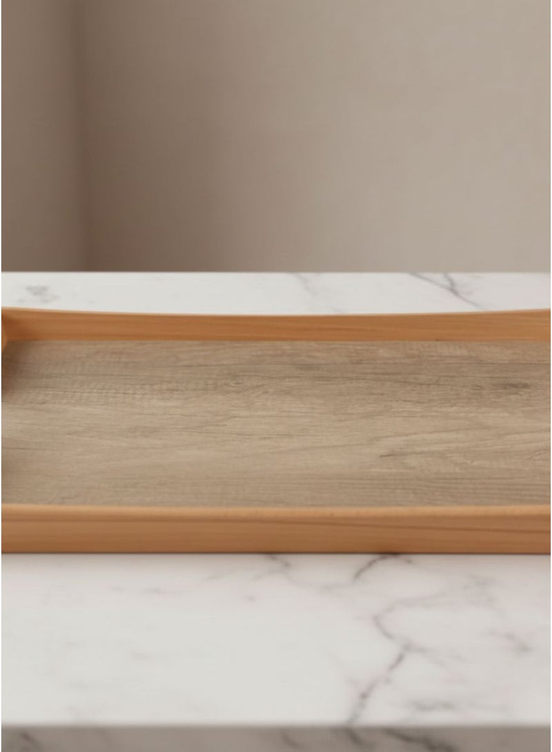 كذا هوم كازا هوم صينية تقديم مستطيلة فاخرة من الخشب مع مقابض جانبية – بتشطيب خشبي مزدوج – إكسسوار أنيق للمائدة والديكور - Image 3