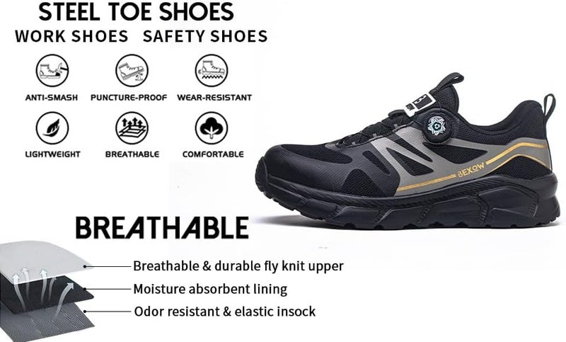 Bexow Premium Safety Shoes Steel Toe Lightweight Work Sneakers Industrial Footwear for Men and Women - Image 4
