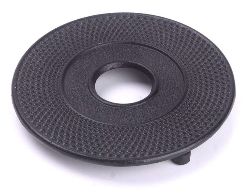 HwaGui Cast Iron Teapot Trivet with Rubber Pegs for Kitchen Or Dining Table, 5.5 Inch-Black - Image 2