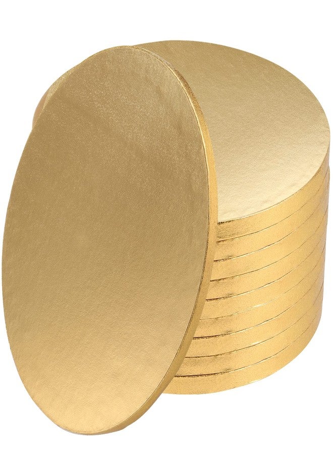 SINJEUN 10 Pack 12 Inch Gold Round Cake Drums, 1/2 Inch Thick Cake Board Drums Round, Corrugated Board Pizza Base Circle Cake Base for Displaying Heavy Multi-Layer Cakes, Pastry - Image 1