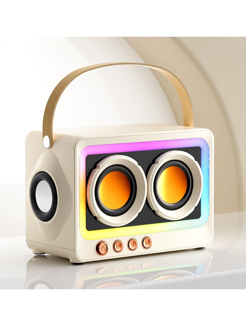 Portable Bluetooth Speaker with 360 Degree Stereo Sound, Long Battery Life, RGB Lighting, and Mirror Screen Design in White - Image 1