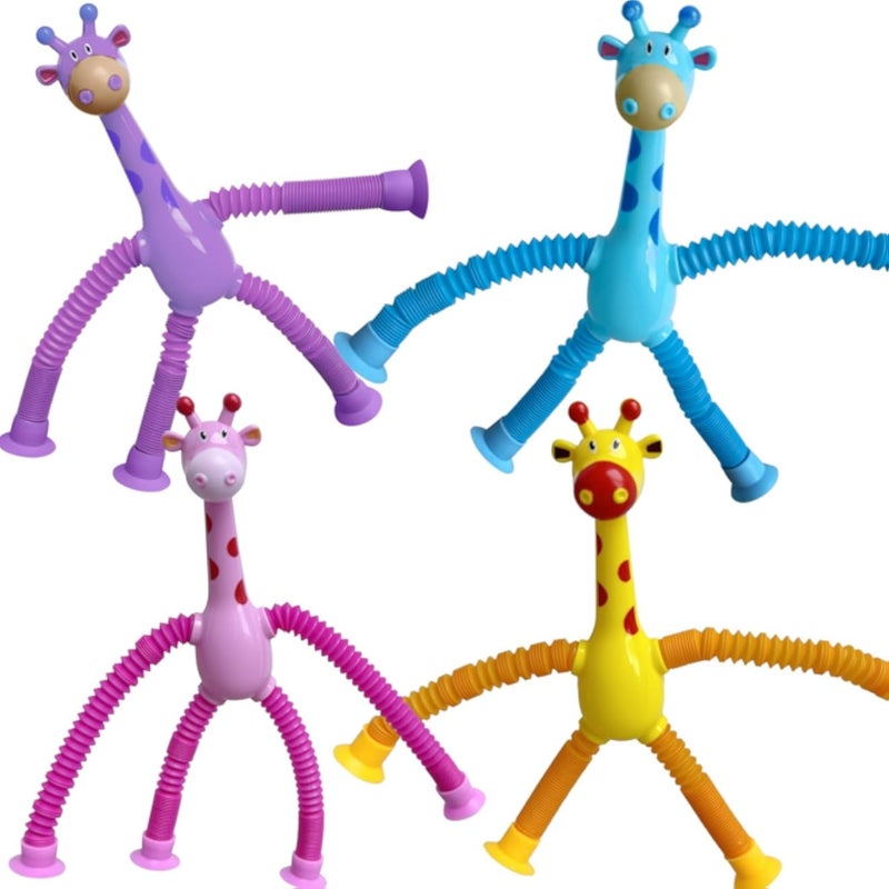 Giraffe Toy with Extendable Tubes and Suction Cups 4 Pieces - Multi Color 3Boys-00326