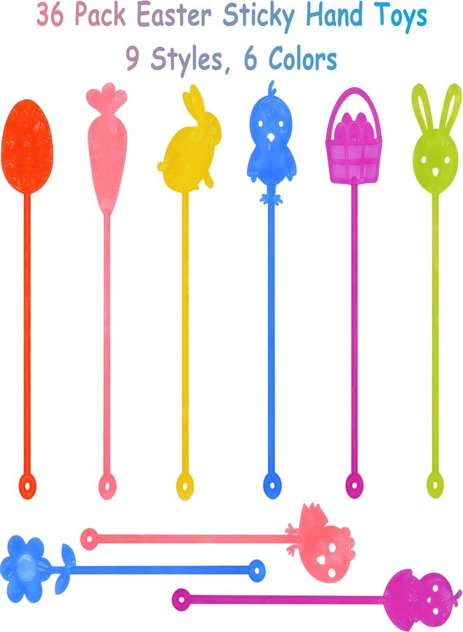 Howzcci 36 Pack Easter Sticky Hands Toys Easter Egg Bunny Chick Carrot Flower Basket Sticky Stretchy Toys for Kids Girls Boys Easter Basket Stuffers Easter Party Favors Gifts - Image 2