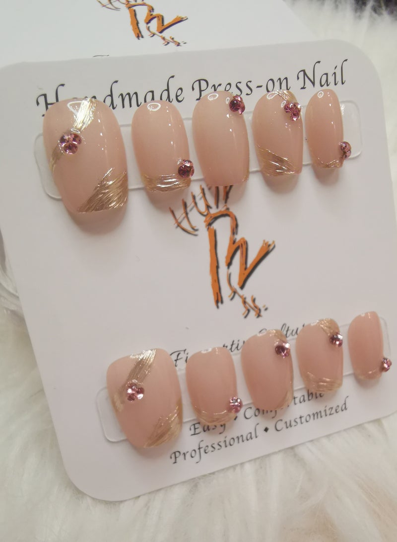 Binzo Beauty Handmade Press On Nails, 10pcs, Nails Art , Acrylic Nails, False Nails, Luxury Collection, Luxury Nails Arts, New Accessories， Wedding Nails，Party Nails. - Image 2