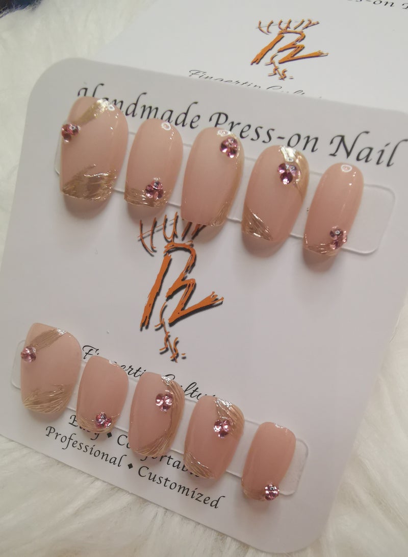 Binzo Beauty Handmade Press On Nails, 10pcs, Nails Art , Acrylic Nails, False Nails, Luxury Collection, Luxury Nails Arts, New Accessories， Wedding Nails，Party Nails. - Image 3