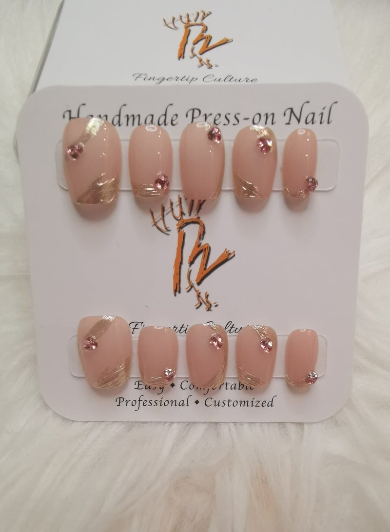 Binzo Beauty Handmade Press On Nails, 10pcs, Nails Art , Acrylic Nails, False Nails, Luxury Collection, Luxury Nails Arts, New Accessories， Wedding Nails，Party Nails. - Image 1