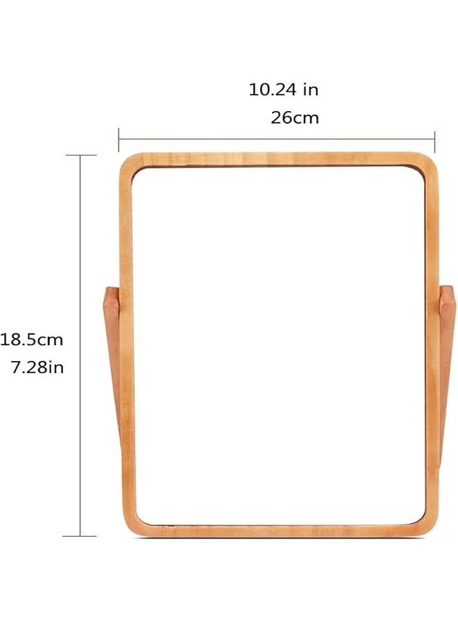 joyzzz Wood Table Vanity Makeup Mirror 360 Degree Swivel Mirror Single Sided Makeup Mirror Portable Table Tabletop Mirror High Definition Mirrors For Bedroom Living Room Makeup Desk  - Image 3